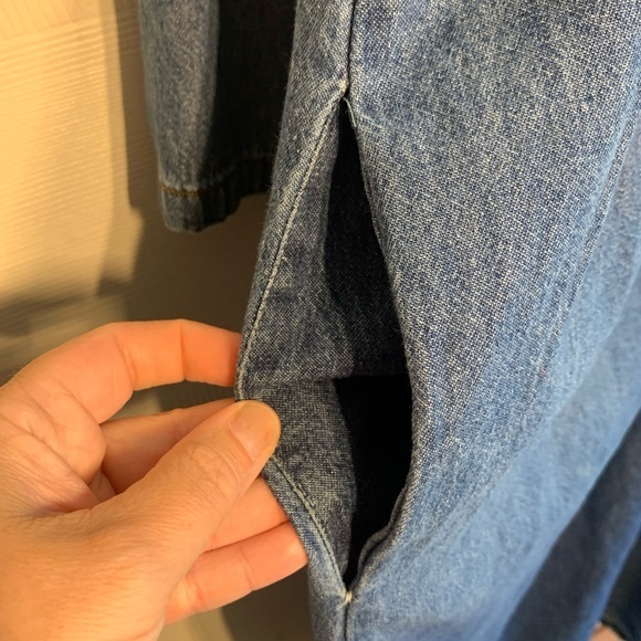 Women’s Vintage Chorus Blues Size 14 Blue Jean Denim Lace Dress With Pockets - Picture 7 of 12